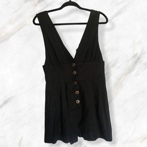 Black Linen Forever 21 V Neck Romper